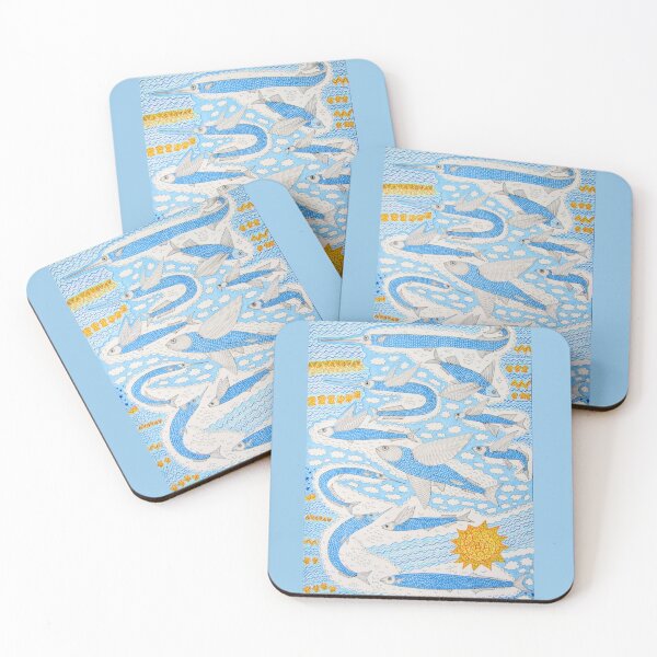 Item preview, Between sky and sea: whimsical flying fish  designed and sold by Anna-Art-Studio.