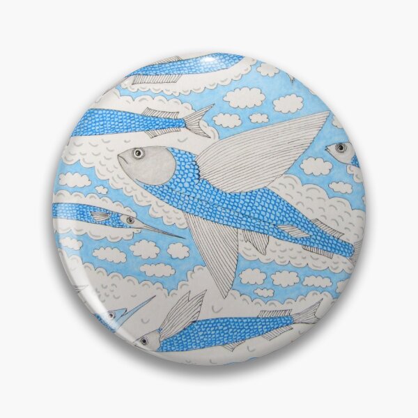 Item preview, Between sky and sea: whimsical flying fish  designed and sold by Anna-Art-Studio.