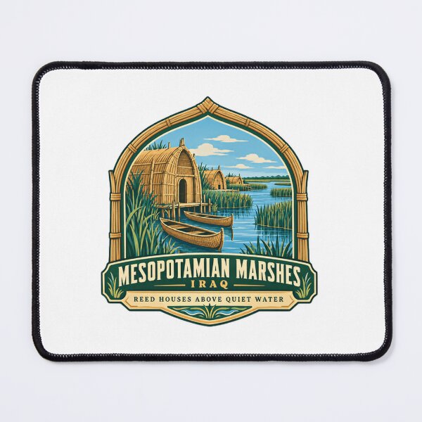 Item preview, Mesopotamian Marshes Iraq Reed Houses Above Quiet Water Wetland History Culture Travel designed and sold by Simsimah26Parks.
