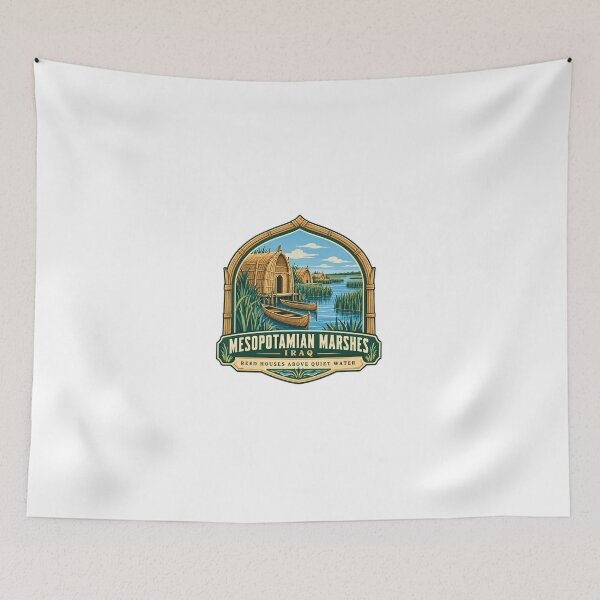 Item preview, Mesopotamian Marshes Iraq Reed Houses Above Quiet Water Wetland History Culture Travel designed and sold by Simsimah26Parks.