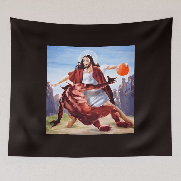 Item preview, Jesus Dunking On Devil Basketball Art designed and sold by Hector-Studio.