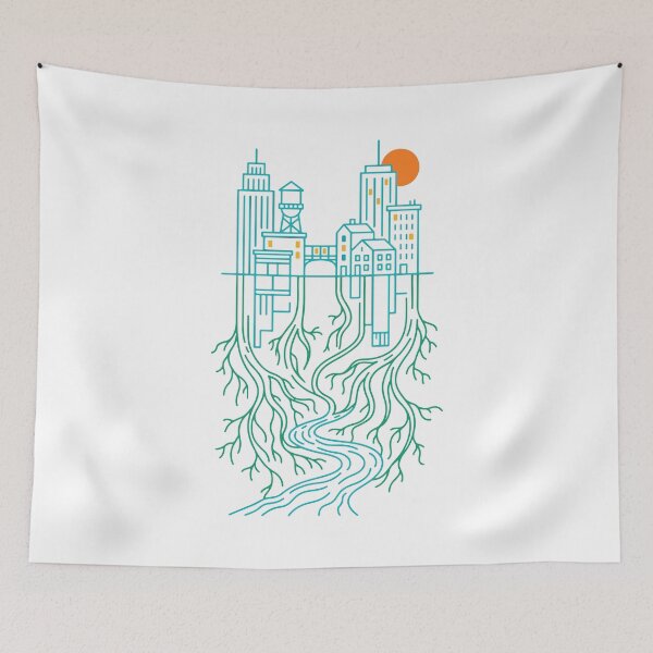 Item preview, City Skyline with Tree Roots – Urban Nature designed and sold by AliveStyle.