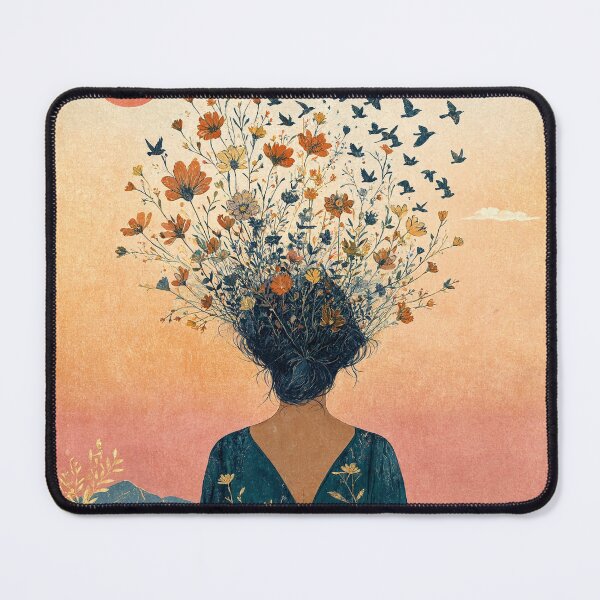 Item preview, Surreal Blooming Mind Woman with Flying Birds designed and sold by Discount code.