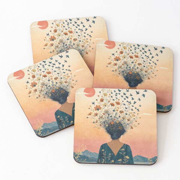 Item preview, Surreal Blooming Mind Woman with Flying Birds designed and sold by Discount code.