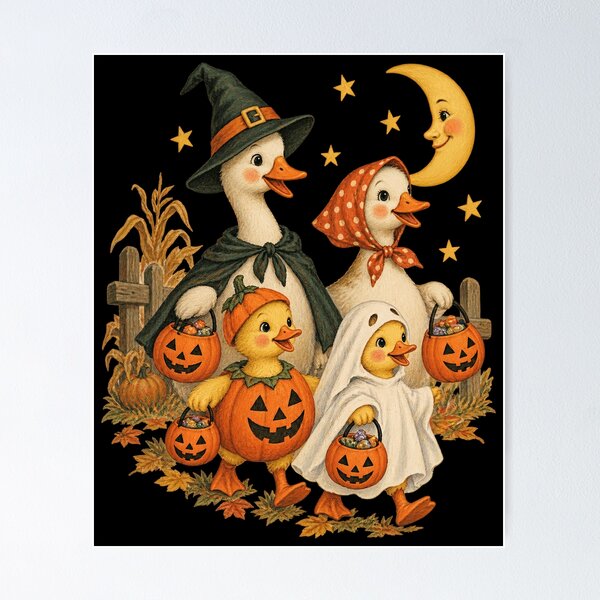 Item preview, Halloween Goose And Ducklings In themes Autumn Farm Artwork designed and sold by adiencarteras.