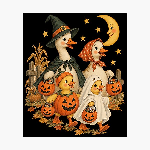 Item preview, Halloween Goose And Ducklings In themes Autumn Farm Artwork designed and sold by adiencarteras.