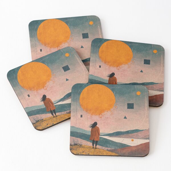 Item preview, Surreal Geometric Dreamscape with Giant Orange Sun designed and sold by Discount code.