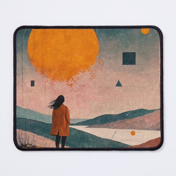 Item preview, Surreal Geometric Dreamscape with Giant Orange Sun designed and sold by Discount code.