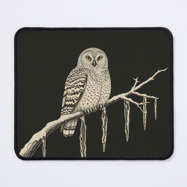 Item preview, Snowy Owl Winter Vintage Engraving, Gothic Christmas Art designed and sold by GildedFolio.