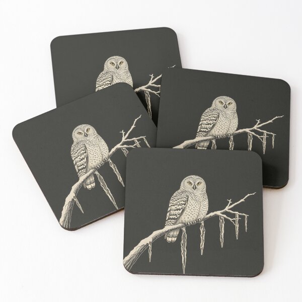 Item preview, Snowy Owl Winter Vintage Engraving, Gothic Christmas Art designed and sold by GildedFolio.