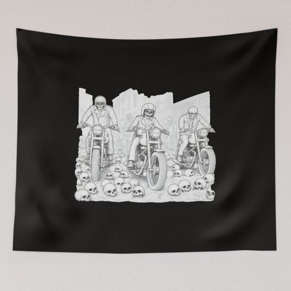 Item preview, Skeletal Bikers Ride Amidst Skulls designed and sold by WarmTones.