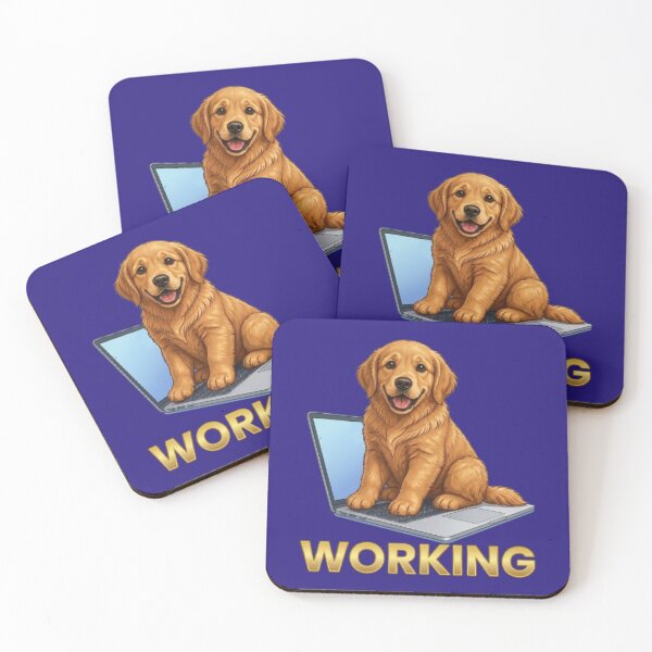 Item preview, Cute Golden Retriever Puppy Working on Laptop designed and sold by Northern Glow Art.