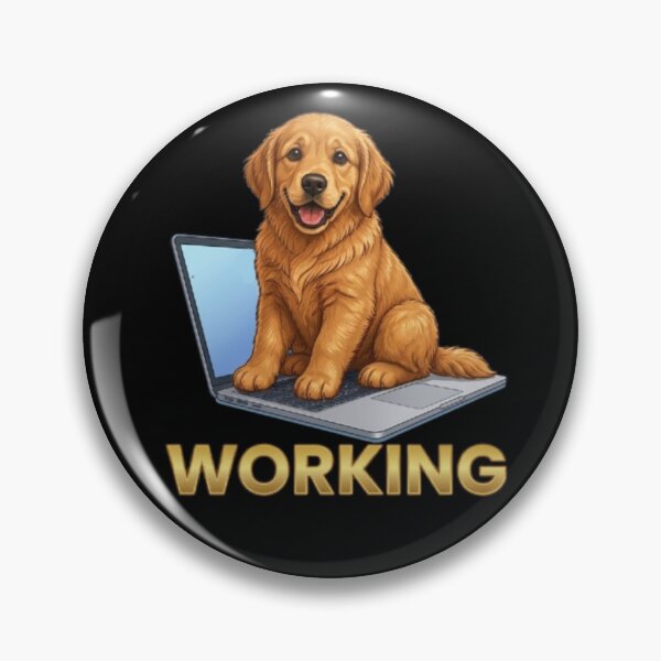 Item preview, Cute Golden Retriever Puppy Working on Laptop designed and sold by Northern Glow Art.
