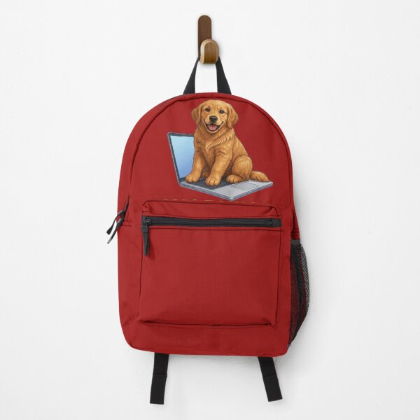 Item preview, Cute Golden Retriever Puppy Working on Laptop designed and sold by Northern Glow Art.