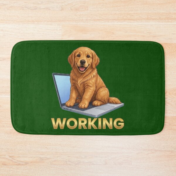 Item preview, Cute Golden Retriever Puppy Working on Laptop designed and sold by Northern Glow Art.