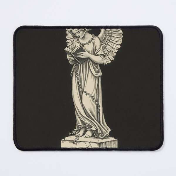 Item preview, Cemetery Angel in Snow, Gothic Christmas Engraving designed and sold by GildedFolio.