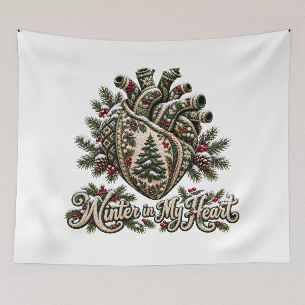 Item preview, Winter in My Heart – Embroidered Rustic Christmas Heart designed and sold by DansCreations42.