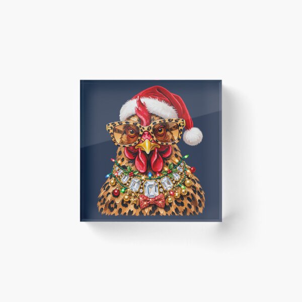 Item preview, Sassy Christmas Chicken Leopard Glam Holiday Farm Diva Art designed and sold by AmiGraph.
