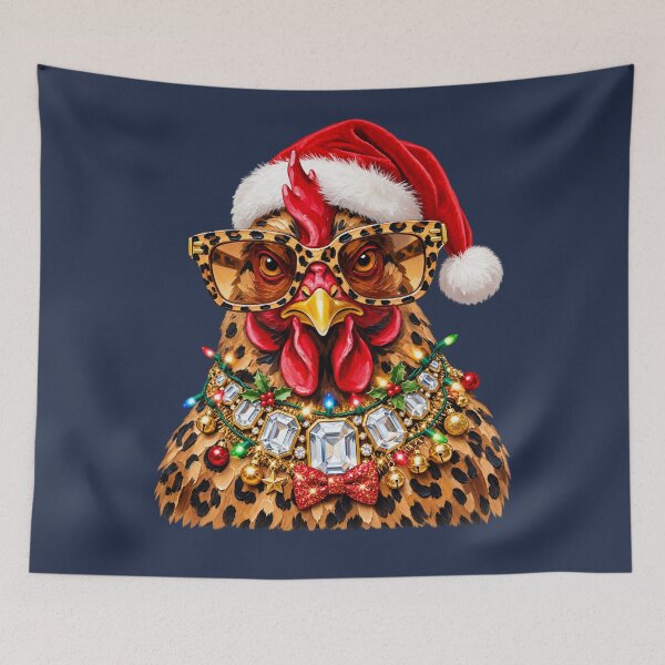 Item preview, Sassy Christmas Chicken Leopard Glam Holiday Farm Diva Art designed and sold by AmiGraph.