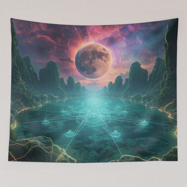 Item preview, Alien Nexus Landscape with Cyber Moon Eclipse designed and sold by monkeybusiness.pt.