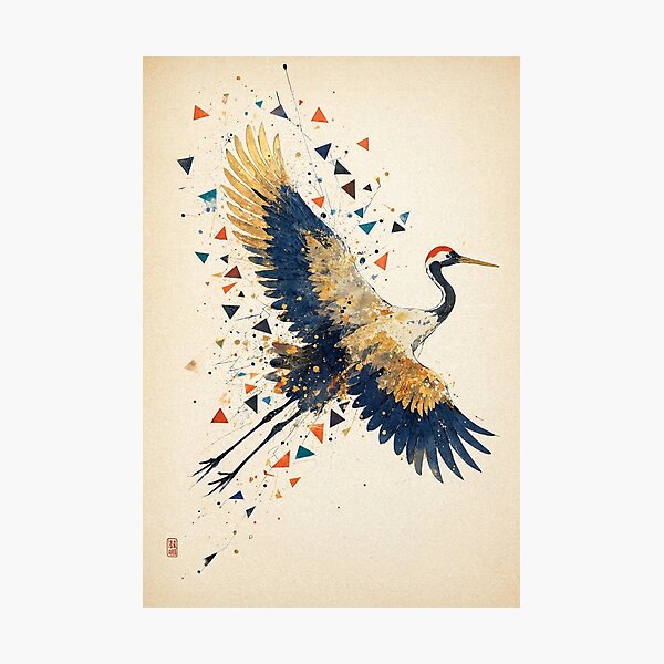 Item preview, Abstract Watercolor Geometric Flying Crane designed and sold by Discount code.
