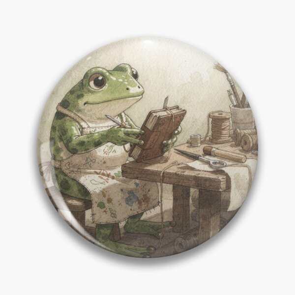 Item preview, Frog Bookbinder Stitching a Pondside Journal designed and sold by PictorialWhimsy.