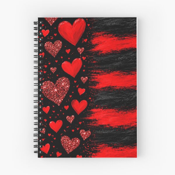 Item preview, Red Glitter Hearts & Brush Strokes – Romantic Black Love Design designed and sold by IMuDesigner.