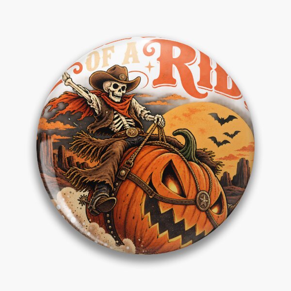 Item preview, One Hell of a Ride Skeleton Cowboy Pumpkin Rodeo Retro Western Halloween designed and sold by suthee navakul.