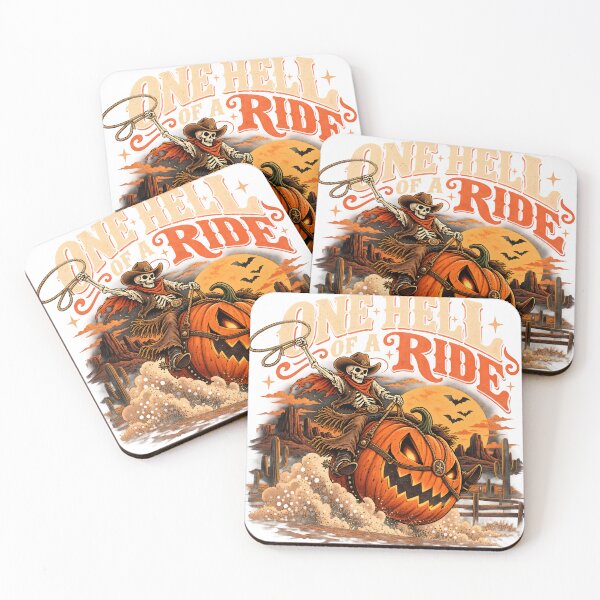 Item preview, One Hell of a Ride Skeleton Cowboy Pumpkin Rodeo Retro Western Halloween designed and sold by suthee navakul.