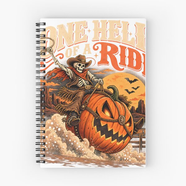 Item preview, One Hell of a Ride Skeleton Cowboy Pumpkin Rodeo Retro Western Halloween designed and sold by suthee navakul.