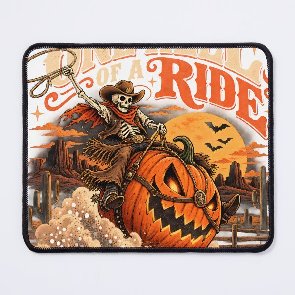 Item preview, One Hell of a Ride Skeleton Cowboy Pumpkin Rodeo Retro Western Halloween designed and sold by suthee navakul.
