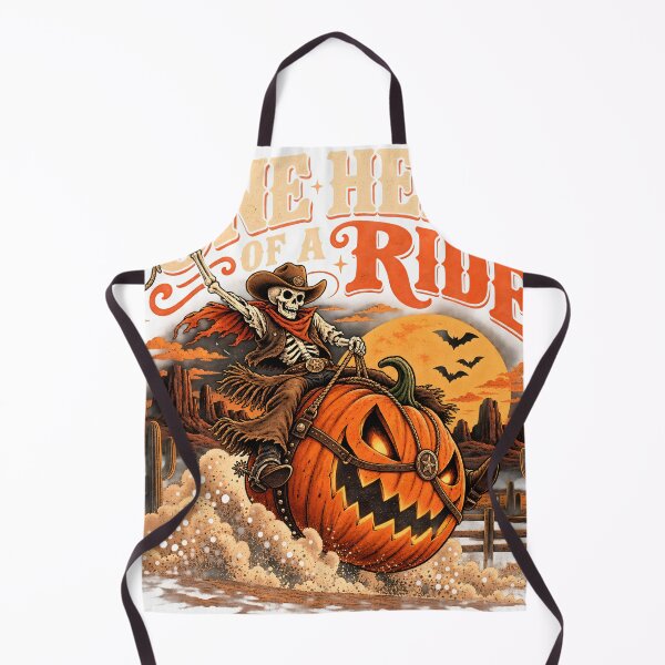 Item preview, One Hell of a Ride Skeleton Cowboy Pumpkin Rodeo Retro Western Halloween designed and sold by suthee navakul.