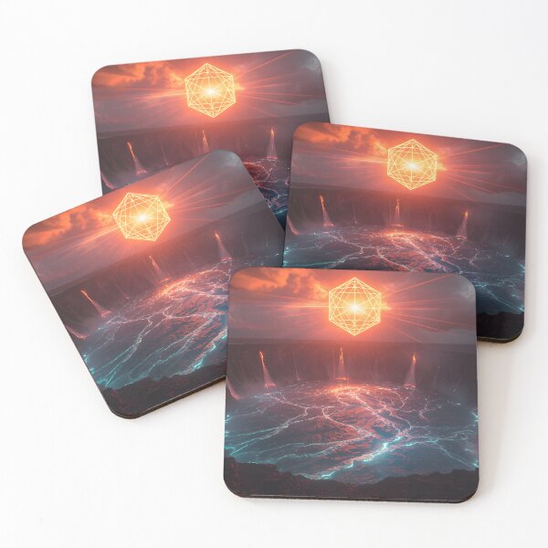 Item preview, Volcanic Crater Sun with Glowing Sacred Geometry Cube designed and sold by monkeybusiness.pt.