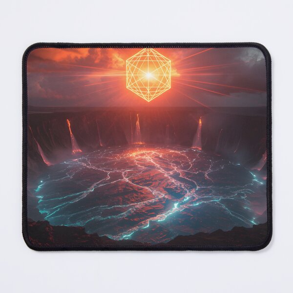 Item preview, Volcanic Crater Sun with Glowing Sacred Geometry Cube designed and sold by monkeybusiness.pt.