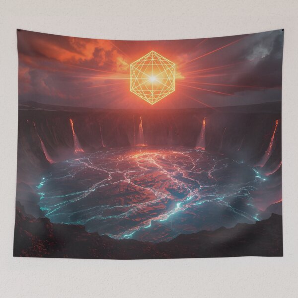 Item preview, Volcanic Crater Sun with Glowing Sacred Geometry Cube designed and sold by monkeybusiness.pt.