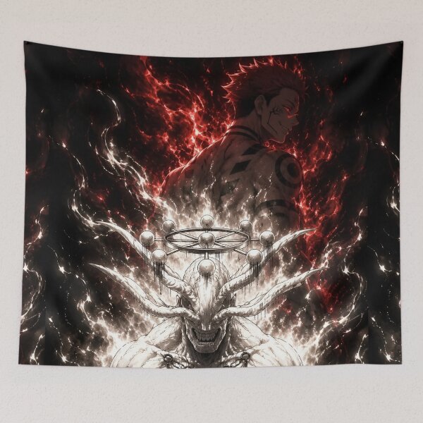 Item preview, Dark Demon Warrior – White Horned Monster & Crimson Cursed Energy Anime Art designed and sold by Dyan4.