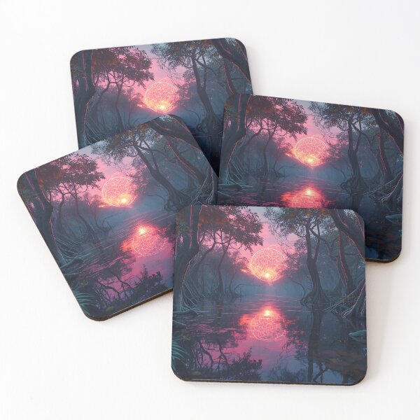 Item preview, Alien Mangrove Swamp with Glowing Flower of Life Sun designed and sold by monkeybusiness.pt.