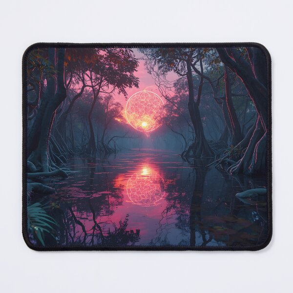 Item preview, Alien Mangrove Swamp with Glowing Flower of Life Sun designed and sold by monkeybusiness.pt.