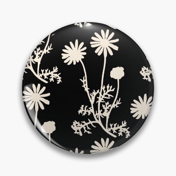Item preview, Dark Floral Botanical Wild Daisies Pattern in Black and Almond Cream designed and sold by kierkegaard.