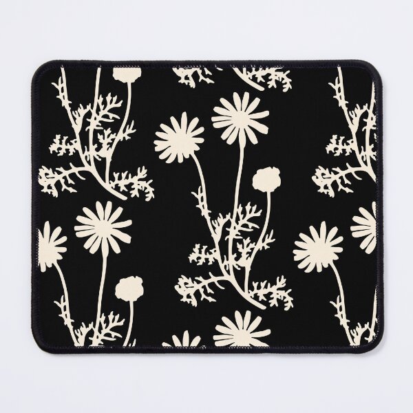 Item preview, Dark Floral Botanical Wild Daisies Pattern in Black and Almond Cream designed and sold by kierkegaard.