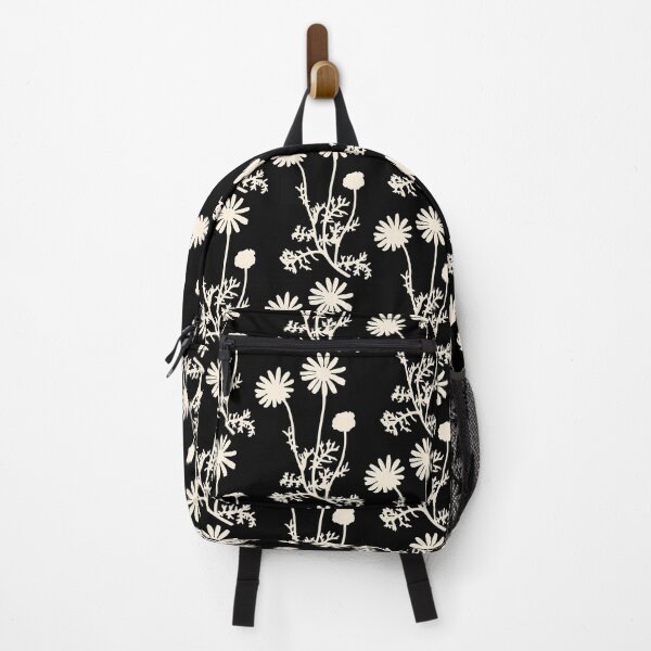 Item preview, Dark Floral Botanical Wild Daisies Pattern in Black and Almond Cream designed and sold by kierkegaard.