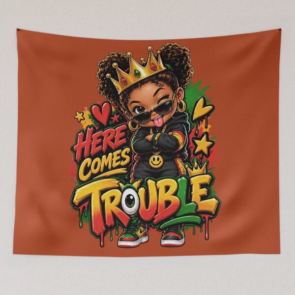 Item preview, Here Comes Trouble Cute Rasta Girl Queen Crown designed and sold by digitalbob60.