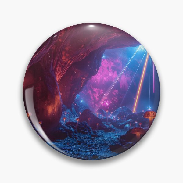 Item preview, Bioluminescent Mushroom Cave with Glowing Laser Beams designed and sold by monkeybusiness.pt.