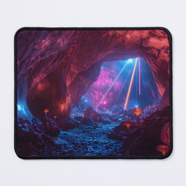 Item preview, Bioluminescent Mushroom Cave with Glowing Laser Beams designed and sold by monkeybusiness.pt.