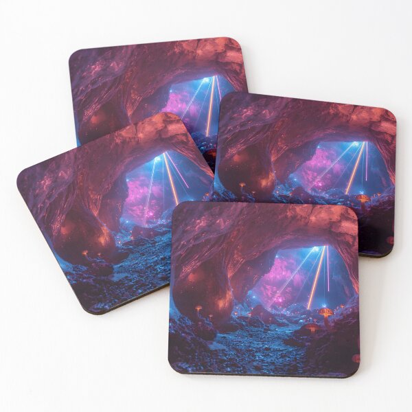 Item preview, Bioluminescent Mushroom Cave with Glowing Laser Beams designed and sold by monkeybusiness.pt.