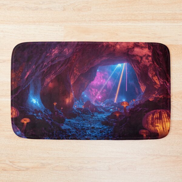 Item preview, Bioluminescent Mushroom Cave with Glowing Laser Beams designed and sold by monkeybusiness.pt.