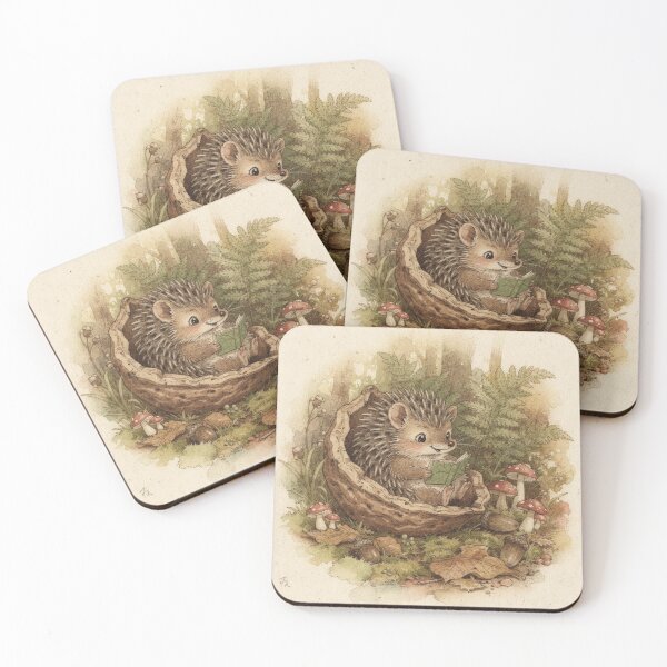 Item preview, Hedgehog Reading in a Walnut designed and sold by PictorialWhimsy.