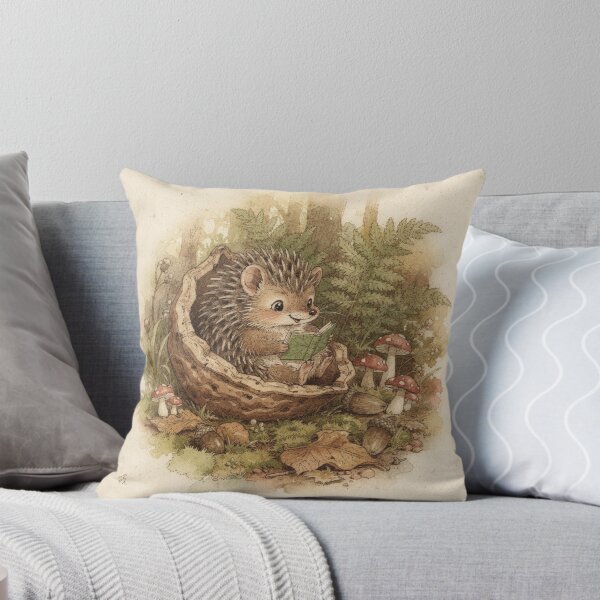 Item preview, Hedgehog Reading in a Walnut designed and sold by PictorialWhimsy.