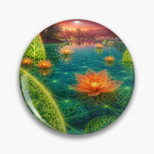 Item preview, Bioluminescent Oasis Pond with Glowing Lotus Flowers designed and sold by monkeybusiness.pt.