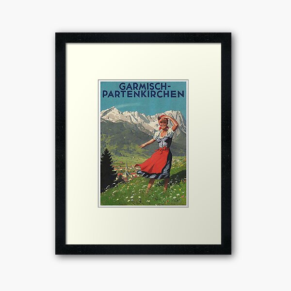 Garmisch Partenkirchen... vintage tourist poster Framed Art Print